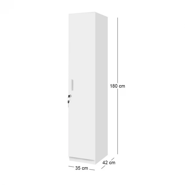 Ντουλάπα ρούχων Emeril Megapap μονόφυλλη με κλειδαριά χρώμα λευκό 35x42x180εκ.