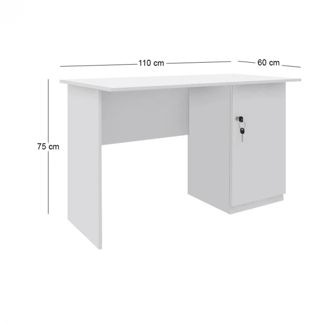 Γραφείο εργασίας με κλειδαριά Moto Megapap χρώμα λευκό 110x60x75εκ.