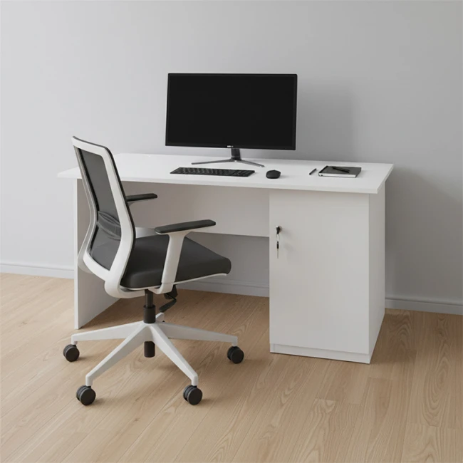 Γραφείο εργασίας με κλειδαριά Moto Megapap χρώμα λευκό 120x80x75εκ.