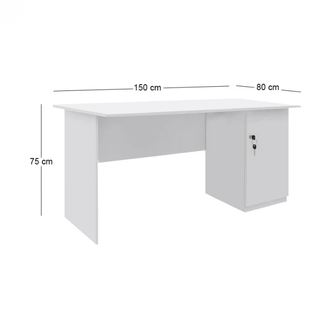 Γραφείο εργασίας με κλειδαριά Moto Megapap χρώμα λευκό 150x80x75εκ.