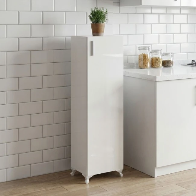 Ντουλάπι κουζίνας - μπάνιου Mine Megapap χρώμα λευκό 30x32x128εκ.