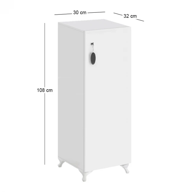 Ντουλάπι με κλειδαριά Zehra Megapap χρώμα λευκό 30x32x108εκ.