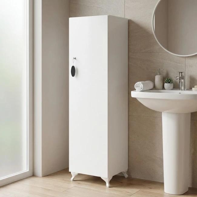 Ντουλάπι με κλειδαριά Zehra Megapap χρώμα λευκό 30x32x128εκ.