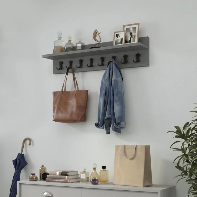 Κρεμάστρα τοίχου Vettini Megapap χρώμα ανθρακί 100x12x20εκ.