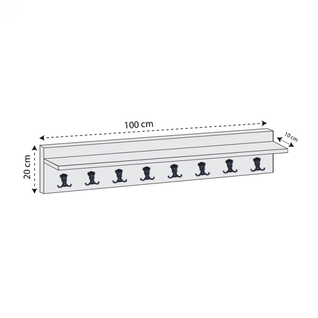 Κρεμάστρα τοίχου Vettini Megapap χρώμα ανθρακί 100x12x20εκ.