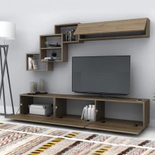 Σύνθεση τηλεόρασης Free Megapap χρώμα καρυδί 210x35x38εκ.