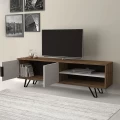 Έπιπλο τηλεόρασης Foot Megapap χρώμα καρυδί - λευκό 160x35x49εκ.