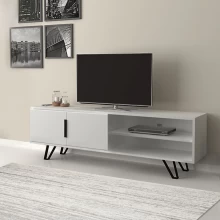 Έπιπλο τηλεόρασης Foot Megapap χρώμα λευκό 160x35x49εκ.