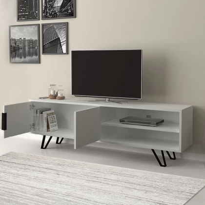 Έπιπλο τηλεόρασης Foot Megapap χρώμα λευκό 160x35x49εκ. Έπιπλο τηλεόρασης Foot Megapap χρώμα λευκό 160x35x49εκ.