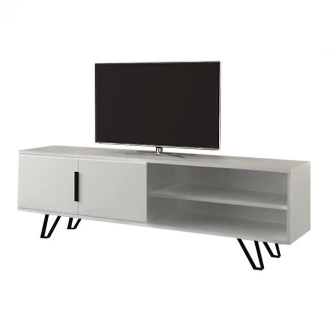 Έπιπλο τηλεόρασης Foot Megapap χρώμα λευκό 160x35x49εκ.