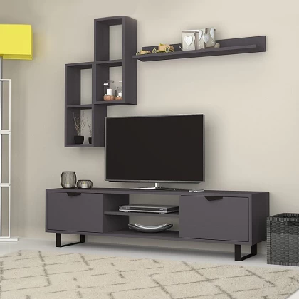 Σύνθεση τηλεόρασης Lonsa Megapap χρώμα γκρι 160x35x40εκ. Σύνθεση τηλεόρασης Lonsa Megapap χρώμα γκρι 160x35x40εκ.