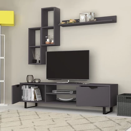 Σύνθεση τηλεόρασης Lonsa Megapap χρώμα γκρι 160x35x40εκ. Σύνθεση τηλεόρασης Lonsa Megapap χρώμα γκρι 160x35x40εκ.