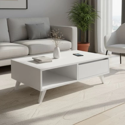 Τραπεζάκι σαλονιού Aster Megapap χρώμα λευκό 120x56x40εκ. Τραπεζάκι σαλονιού Aster Megapap χρώμα λευκό 120x56x40εκ.