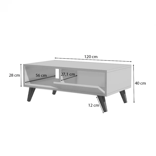 Τραπεζάκι σαλονιού Aster Megapap χρώμα λευκό 120x56x40εκ.
