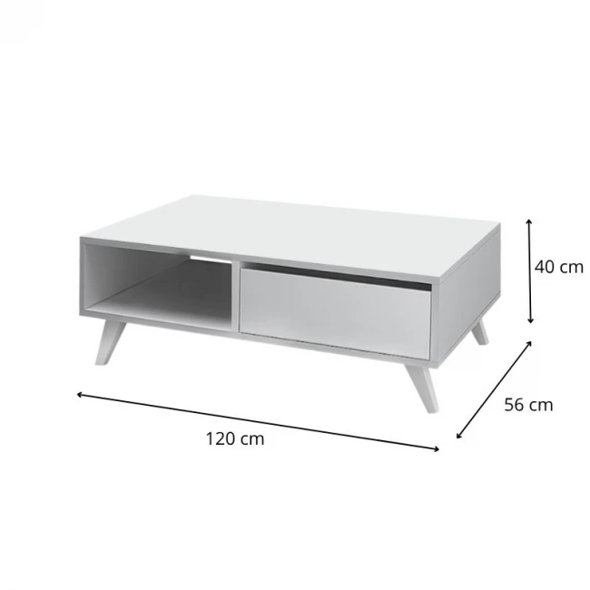Τραπεζάκι σαλονιού Aster Megapap χρώμα λευκό 120x56x40εκ.