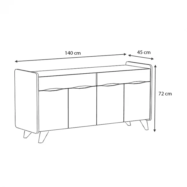 Μπουφές Sila Megapap χρώμα λευκό 140x45x72εκ.