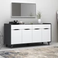 Μπουφές Sila Megapap χρώμα λευκό - γκρι 140x45x72εκ.