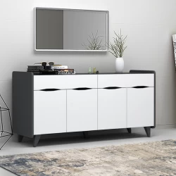 Μπουφές Sila Megapap χρώμα λευκό - γκρι 140x45x72εκ.