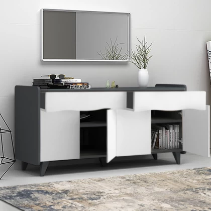 Μπουφές Sila Megapap χρώμα λευκό - γκρι 140x45x72εκ. Μπουφές Sila Megapap χρώμα λευκό - γκρι 140x45x72εκ.