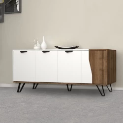Μπουφές Jasmine Megapap χρώμα λευκό - καρυδί 160x45x78εκ.