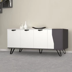 Μπουφές Jasmine Megapap χρώμα λευκό - ανθρακί 160x45x78εκ.