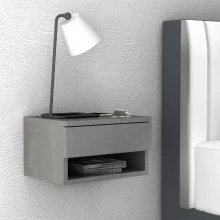 Κομοδίνο επιτοίχιο Mary Megapap χρώμα γκρι σκυροδέματος 40x30x23εκ.