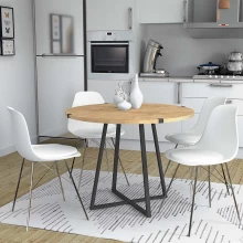 Τραπέζι Rubes Megapap χρώμα φυσικό οξιάς - ανθρακί 100x100x78εκ.