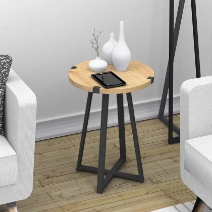 Βοηθητικό τραπεζάκι Pedro Megapap χρώμα φυσικό οξιάς - ανθρακί 44x44x58εκ.