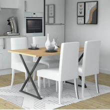 Τραπέζι Bette Megapap χρώμα φυσικό οξιάς - ανθρακί 140x80x76εκ.