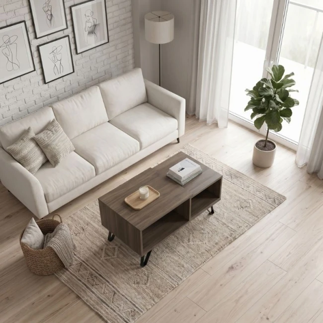 Τραπεζάκι σαλονιού Don Megapap χρώμα καρυδί 90x55x44εκ.