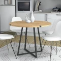 Τραπέζι Rubes Megapap χρώμα φυσικό οξιάς - ανθρακί 120x120x78εκ.