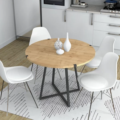 Τραπέζι Rubes Megapap χρώμα φυσικό οξιάς - ανθρακί 120x120x78εκ. Τραπέζι Rubes Megapap χρώμα φυσικό οξιάς - ανθρακί 120x120x78εκ.