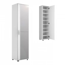 Ντουλάπα ρούχων - παπουτσοθήκη Visla Megapap μονόφυλλη με καθρέπτη χρώμα λευκό 45x36x187εκ.