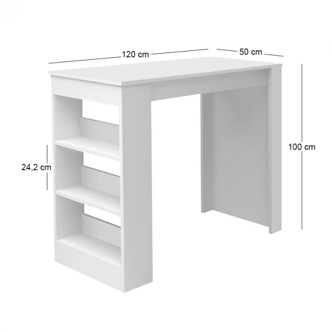 Τραπέζι μπαρ Deep Megapap χρώμα λευκό 120x50x100εκ.