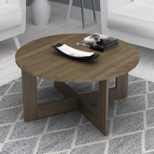 Τραπεζάκι σαλονιού Kati Megapap χρώμα καρυδί Ø80x42εκ.