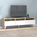 Έπιπλο τηλεόρασης Deluxe Megapap χρώμα λευκό - φυσικό οξιάς 180x35x47cm.