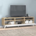 Έπιπλο τηλεόρασης Deluxe Megapap χρώμα λευκό - φυσικό οξιάς 180x35x47cm.