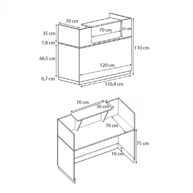Γραφείο reception Lemmon Megapap χρώμα φυσικό οξιάς 120x70x110εκ.