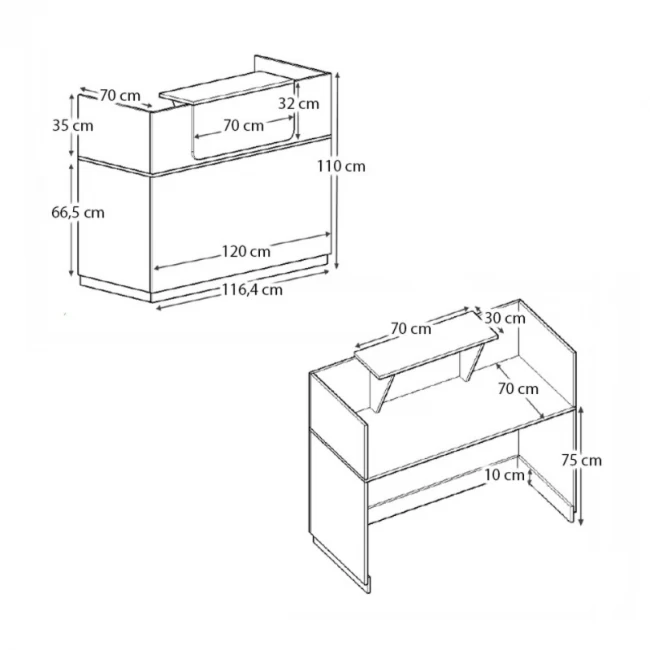 Γραφείο υποδοχής - reception Lemmon Megapap χρώμα φυσικό οξιάς 120x70x110εκ.