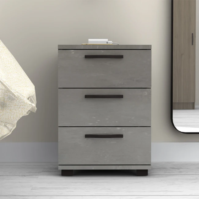 Κομοδίνο - Συρταριέρα γραφείου Roco Megapap χρώμα γκρι σκυροδέματος 40x39x57εκ.