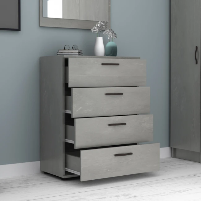 Συρταριέρα Velika Megapap χρώμα γκρι σκυροδέματος 73x44x96εκ.