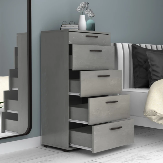 Συρταριέρα Helia Megapap χρώμα γκρι σκυροδέματος 60x44x108εκ.