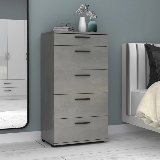 Συρταριέρα Helia Megapap χρώμα γκρι σκυροδέματος 60x44x108εκ.