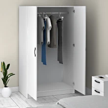 Ντουλάπα ρούχων Victoria Megapap δίφυλλη χρώμα λευκό 100x60x181εκ.