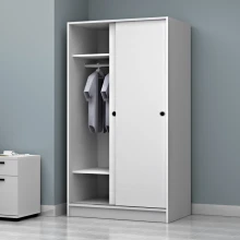 Ντουλάπα ρούχων Regio Megapap δίφυλλη συρόμενη χρώμα λευκό 100x60x181εκ.
