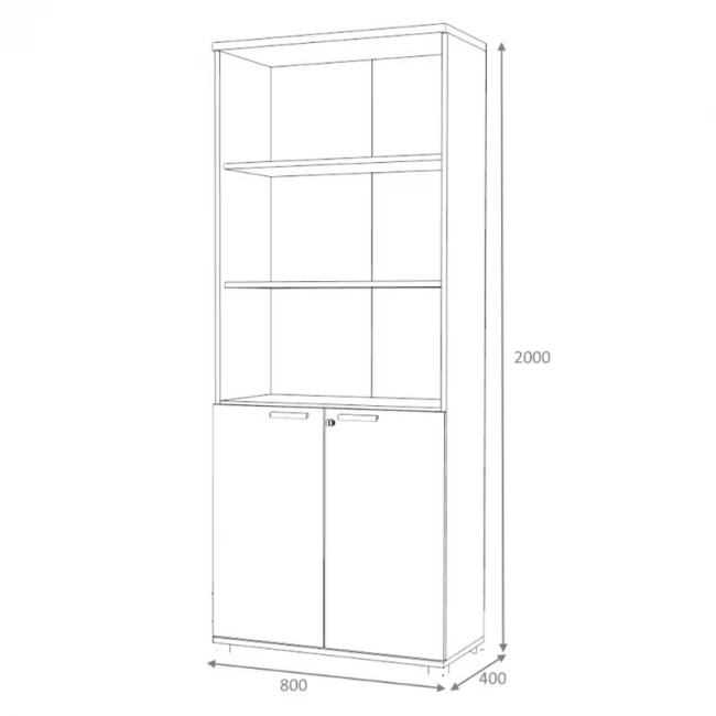 Βιβλιοθήκη γραφείου επαγγελματική Venturo Megapap χρώμα ανθρακί - φυσικό οξιάς 80x40x200εκ.