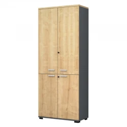 Ντουλάπα γραφείου με κλειδαριά επαγγελματική Venturo Megapap χρώμα ανθρακί - φυσικό οξιάς 80x40x200εκ.