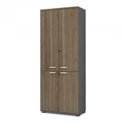 Ντουλάπα γραφείου με κλειδαριά επαγγελματική Venturo Megapap χρώμα ανθρακί - καρυδί 80x40x200εκ.