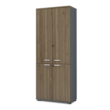 Ντουλάπα γραφείου με κλειδαριά επαγγελματική Venturo Megapap χρώμα ανθρακί - καρυδί 80x40x200εκ.