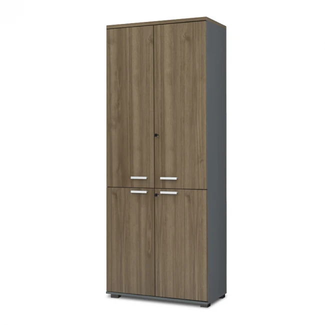 Ντουλάπα γραφείου με κλειδαριά επαγγελματική Venturo Megapap χρώμα ανθρακί - καρυδί 80x40x200εκ.